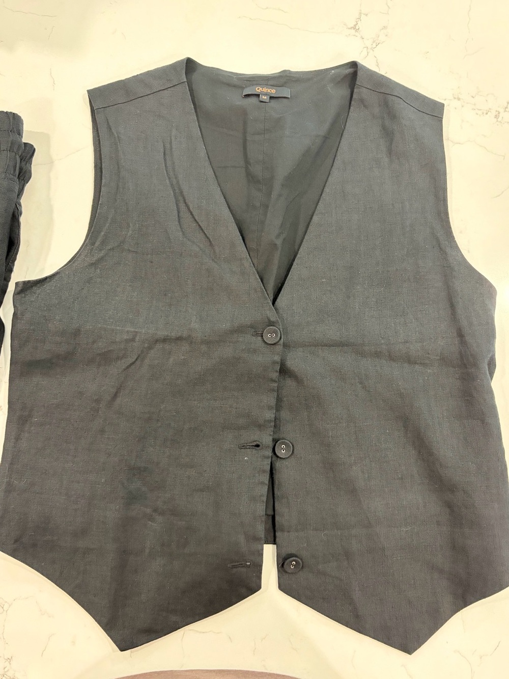 Quince Women’s Black Linen Blend Vest & Pants Outfit - Picture 2 of 7